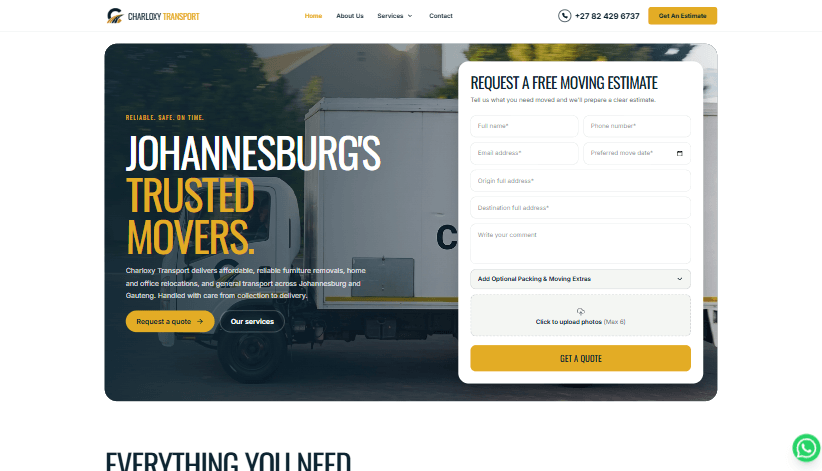 Charloxy Transport Website Preview